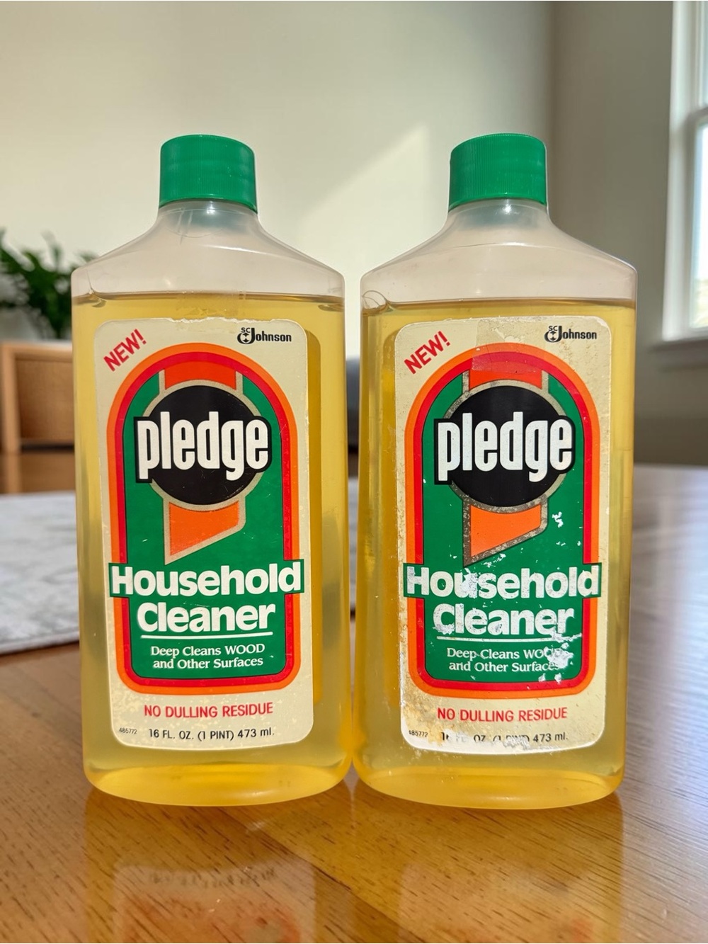 Vintage 1991 Pledge Household & Floor Cleaner Cleans Wood 2 16oz Bottles NOS NEW
